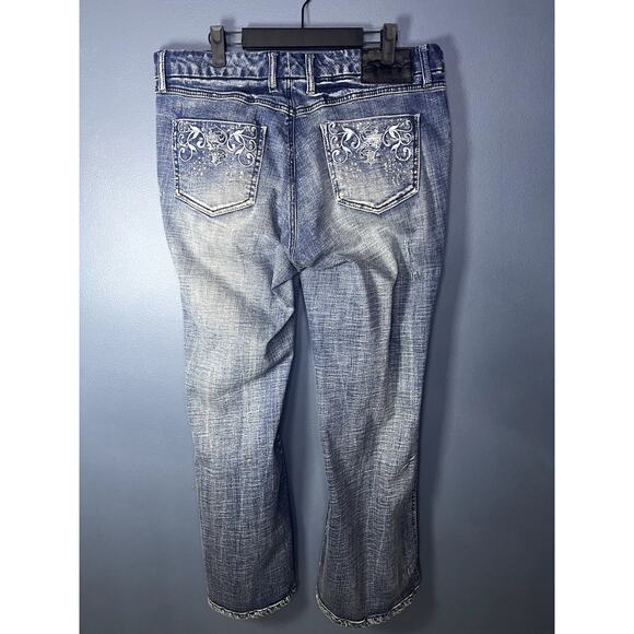 Seven Flare Jeans Women's Size 16 Sequin Fancy Pocket Distressed Medium Wash - Picture 2 of 12